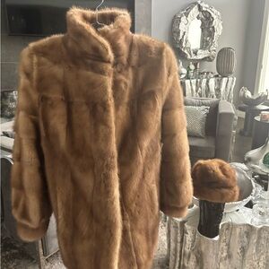 vintage genuine mink for car, coat, jacket, size, small medium, and hat stunner